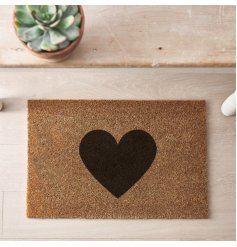 Black Heart Doormat, 60cm