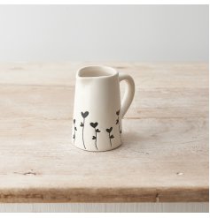 Black Heart Floral Jug, 11cm