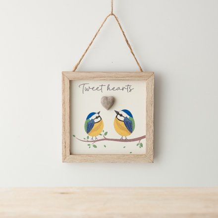 'Tweet Hearts' Box Framed Sign, 12cm