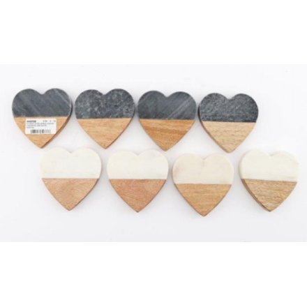 Set of 4 heart shape marble coasters